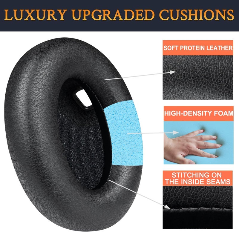 SoloWIT Replacement Earpads for Sony WH-1000XM4 (WH1000XM4) Headphones, Ear Pads Cushions with Noise Isolation Foam, Added Thickness, Without Affecting Sensor - Black - Image 5